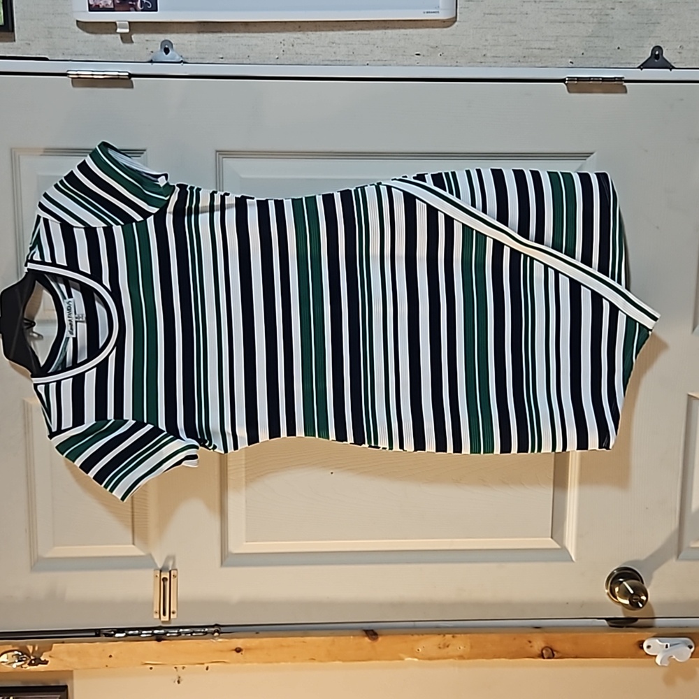 ALMOST FAMOUS STRIPED BODYCON DRESS: BLUE/GREEN: EUC: SIZE XL